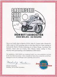 SaddleSore 2000 Gold (2,000 miles in less than 36 hours)